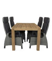 Alberto teak tafel 160 met Qopps Orlon verstelbare tuinstoel