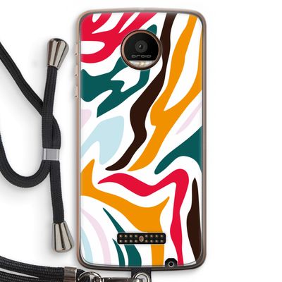 Colored Zebra: Motorola Moto Z Force Transparant Hoesje met koord
