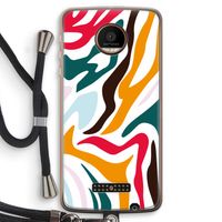Colored Zebra: Motorola Moto Z Force Transparant Hoesje met koord