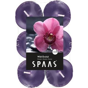 12x Orchidee bloemengeur waxinelichten/theelichten Wild Orchid geur 4,5 branduren