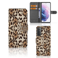 Samsung Galaxy S21 Plus Telefoonhoesje met Pasjes Leopard
