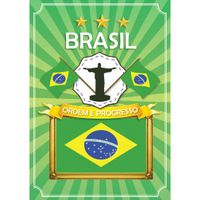 Deurposter Brazilie met vlag