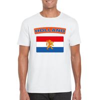 T-shirt met Nederlandse vlag wit heren - thumbnail