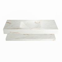 MONDIAZ ALAN-DLUX 120cm planchet Frappe. Vrijhangende wastafel CLOUD midden 1 kraangat, kleur Frappe.