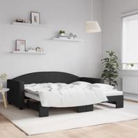 Slaapbank met onderschuifbed 90x190 cm stof zwart