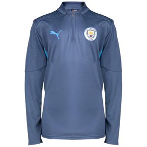 PUMA Manchester City Trainingstrui 1/4 Zip 2024-2025 Kids Donkerblauw Lichtblauw