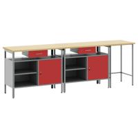 Werkbankset met lade 3 pcs Rood en Grijs Gepoedercoat staal