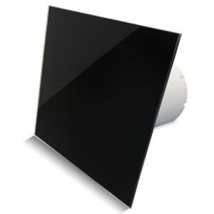 Whisper Pro-design Badkamerventilator - Ø125mm - Met Nalooptimer + Vochtsensor - Vlak Glas - Glans Zwart