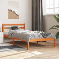 Bedframe zonder matras massief grenenhout wasbruin 90x190 cm