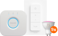 Philips Hue White And Color Starter Pack GU10 met 9 lampen, dimmer + Bridge - thumbnail