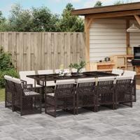13-delige Tuinset met kussens poly rattan bruin