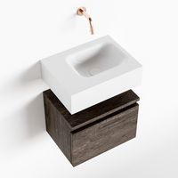 Toiletmeubel Mondiaz Andor | 40 cm | Meubelkleur Dark brown | Lex vrijhangend wastafel Talc Rechts | Zonder kraangat