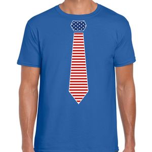 Verkleed t-shirt voor heren - Amerikaanse stopdas - blauw - themafeest