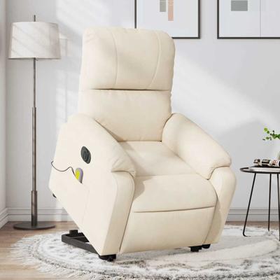 Sta-op-massagestoel elektrisch verstelbaar microvezelstof beige
