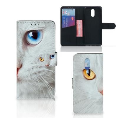 Nokia 2.3 | Telefoonhoesje | Met pasjeshouder | Witte Kat