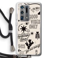 Good vibes: Huawei P40 Pro Plus Transparant Hoesje met koord