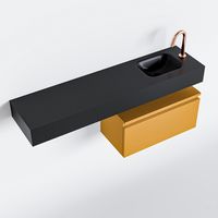 Toiletmeubel Mondiaz Andor | 120 cm | Meubelkleur Ocher | Lex vrijhangend wastafel Urban Rechts | 1 kraangat