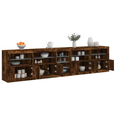 Dressoir met LED-verlichting 283,5x37x67 cm gerookt eikenkleur