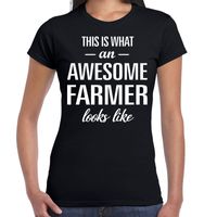 Awesome farmer / boerinnen cadeau t-shirt zwart voor dames 2XL  -