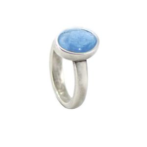 Qoss Ring Door Ovale Hemelsblauwe Steen - Maat XXL