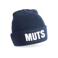 Muts/beanie met grappige tekst - one size - unisex - navy