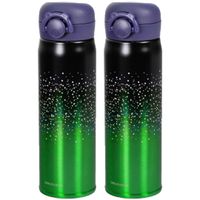 2x stuks thermosfles / isoleerfles RVS voor onderweg 500 ml groen/zwart