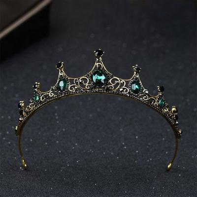 Vintage kleine barok groen Crystal Tiaras kronen voor vrouwen meisjes Bride bruiloft sieraden haaraccessoires zoals blijkt uit