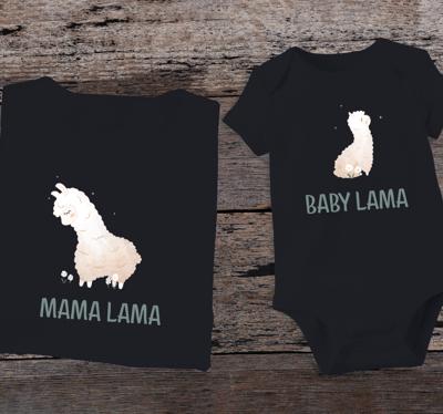 Moeders en dochters t-shirts Baby lama en moeder lama