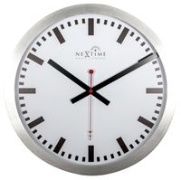 NeXtime NE-3999STRC Wandklok Dia. 35 Cm, Aluminium, Wit, &apos;Station&apos; Radio Controlled (DCF)