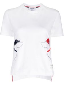 Thom Browne t-shirt en coton à motif brodé - Blanc