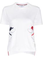 Thom Browne t-shirt en coton à motif brodé - Blanc