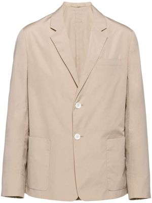 Prada blazer en coton à patch logo - Tons neutres