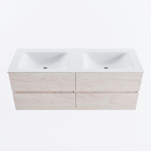 MONDIAZ VICA 130cm badmeubel onderkast Underlayment 4 lades. Wastafel CLOUD dubbel 2 kraangaten, kleur Talc.