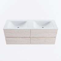 MONDIAZ VICA 130cm badmeubel onderkast Underlayment 4 lades. Wastafel CLOUD dubbel 2 kraangaten, kleur Talc.