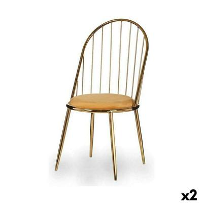 Stoel Gift Decor Gouden Mosterd Polyester Ijzer 48 x 95,5 x 48 cm Stangen (2 Stuks)