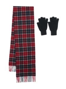 Barbour knitted wool scarf-gloves set - Rouge