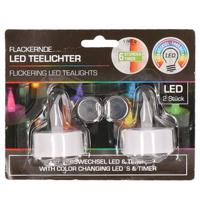 LED theelichtjes - 2x st - gekleurd - D4 cm - theelichtjes - waxinekaarsjes