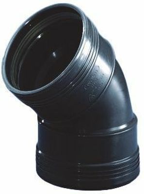 Wavin Bocht 45° 2x Manchet Zwart 50mm - Slagvast PP, Eenvoudige Installatie, Tot 100°C