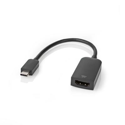 Nedis USB-C™ Adapter | USB 3.2 Gen 1 | USB-C™ Male | HDMI™ Output | 4K@60Hz | 0.20 m | Rond | Vernikkeld | PVC | Zwart | Doos - CCGB64652BK02