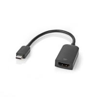 Nedis USB-C™ Adapter | USB 3.2 Gen 1 | USB-C™ Male | HDMI™ Output | 4K@60Hz | 0.20 m | Rond | Vernikkeld | PVC | Zwart | Doos - CCGB64652BK02