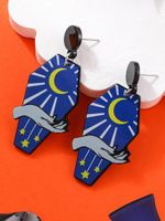 Halloween Vintage Rose Skull Hand Print Acrylic Dangle Earrings