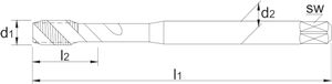 Phantom HSS-E machinetap DIN371 40gr M8x1.25x90mm