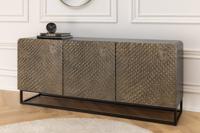Massief dressoir SNAKE 160cm bruin mangohout met 3D houtsnijwerk zwart slangendessin - 44656