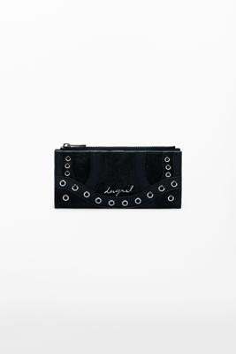 Middelgrote portemonnee met slangenstuds - BLACK - U