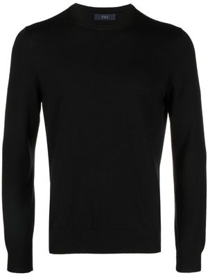 Fay pull en laine vierge à col rond - Noir