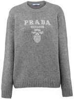 Prada pull en cachemire à logo intarsia - Gris