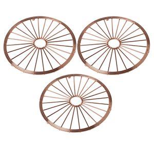 Set van 3x stuks ronde pannen onderzetters van metaal koper 20 cm