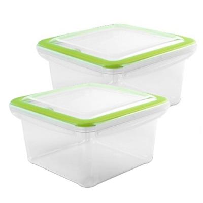 Hega Hogar vershoudbakje - 2x - 1,5 liter - transparant/groen - kunststof - voedsel bewaarbakjes