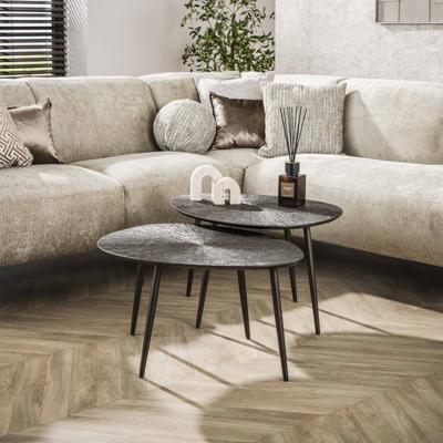 LifestyleFurn Organische Salontafel 'Teara' Ray Metal finish, Set van 2 stuks