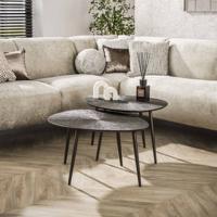 LifestyleFurn Organische Salontafel 'Teara' Ray Metal finish, Set van 2 stuks